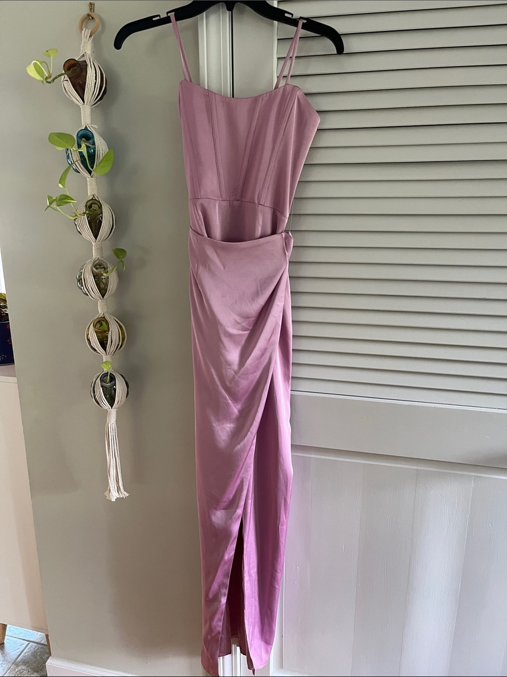 V. Chapman June Corset Satin Maxi Dress with Front Slit